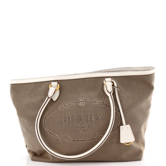 Prada Logo Open Tote Canvas Medium