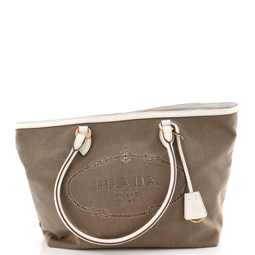 Prada Logo Open Tote Canvas Medium