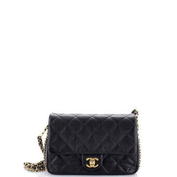 Chanel CC You Flap Bag Quilted Caviar Mini