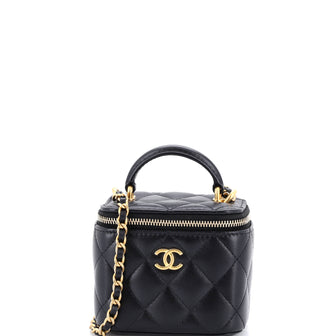 Chanel Classic Top Handle Vanity Case with Chain Quilted Lambskin Mini