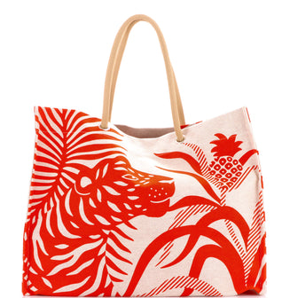Hermes Tigre A L'Ananas Beach Bag Printed Toile