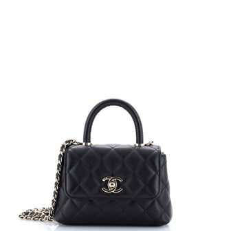 Chanel Coco Top Handle Bag Quilted Caviar Extra Mini