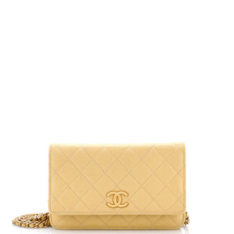 Chanel Textured CC Wallet on Chain Quilted Caviar