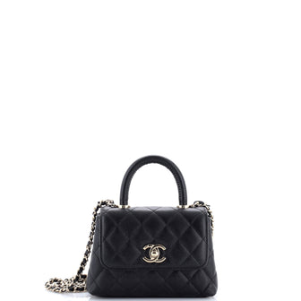 Chanel Coco Top Handle Bag Quilted Caviar Extra Mini
