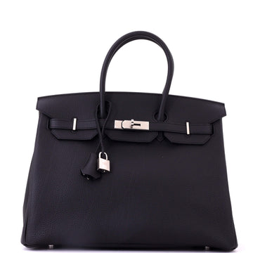 Hermes Birkin Handbag Black Togo with Palladium Hardware 35