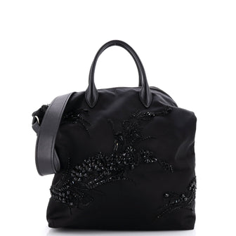 Prada Convertible Tote Beaded Tessuto Medium