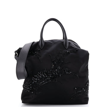 Prada Convertible Tote Beaded Tessuto Medium
