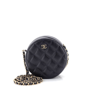 Chanel Round Clutch with Chain Quilted Caviar Mini