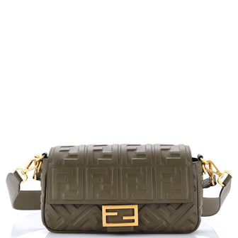 Fendi Baguette NM Bag Zucca Embossed Leather Medium