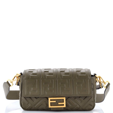 Fendi Baguette NM Bag Zucca Embossed Leather Medium