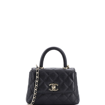 Chanel Coco Top Handle Bag Quilted Caviar Extra Mini
