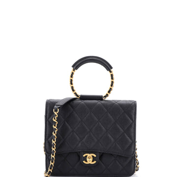 Chanel In The Loop Square Wallet on Chain Quilted Caviar
