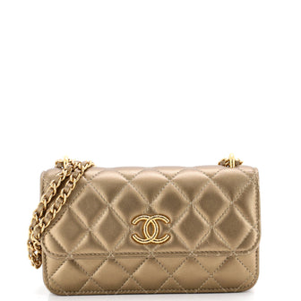 Chanel CC Flap Phone Holder with Chain Quilted Lambskin Mini