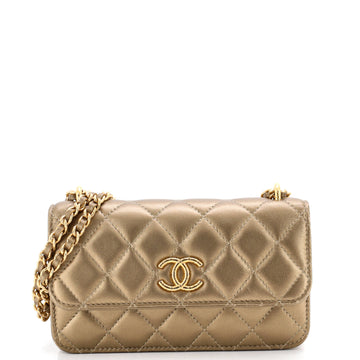 Chanel CC Flap Phone Holder with Chain Quilted Lambskin Mini