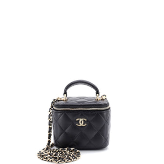Chanel Classic Top Handle Vanity Case with Chain Quilted Lambskin Mini