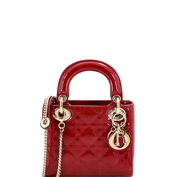 Christian Dior Lady Dior Chain Bag Cannage Quilt Patent Mini