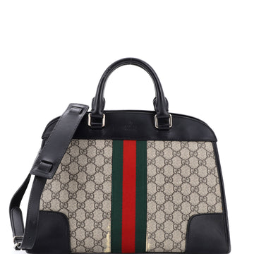 Gucci Web Convertible Duffle Tote GG Coated Canvas Medium
