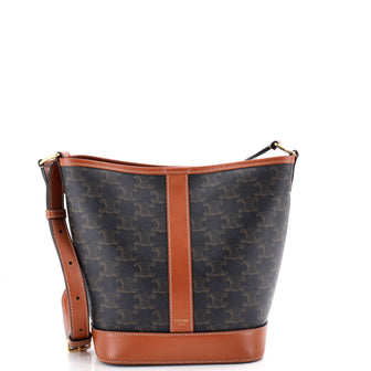 Celine Bucket Bag Triomphe Coated Canvas Small