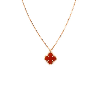 Van Cleef & Arpels Sweet Alhambra Pendant Necklace 18K Rose Gold and Carnelian
