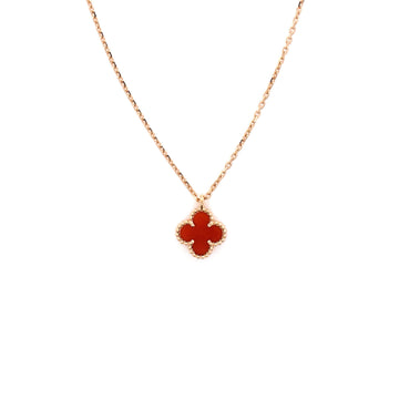 Van Cleef & Arpels Sweet Alhambra Pendant Necklace 18K Rose Gold and Carnelian