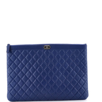 Chanel Boy O Case Clutch Quilted Lambskin Large