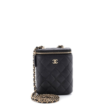 Chanel Vertical Classic Vanity Case with Chain Quilted Caviar Small
