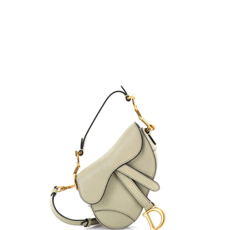 Christian Dior Saddle Handbag with Strap Leather Micro