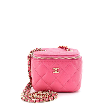 Chanel Classic Vanity Case with Chain Quilted Caviar Mini