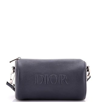 Christian Dior Logo Roller Messenger Bag Embossed Leather