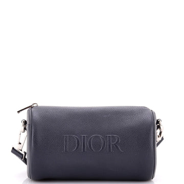 Christian Dior Logo Roller Messenger Bag Embossed Leather