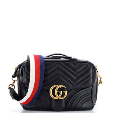 Gucci GG Marmont Zip Around Camera Bag Matelasse Leather Small