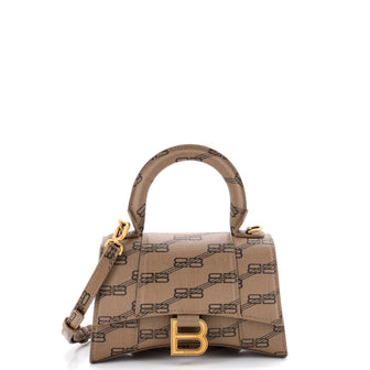 Balenciaga Hourglass Top Handle Bag BB Coated Canvas XS
