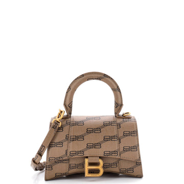 Balenciaga Hourglass Top Handle Bag BB Coated Canvas XS