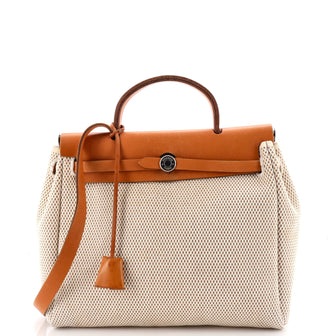 Hermes Herbag Zip Criss Viking Toile and Leather 31
