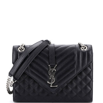 Saint Laurent Classic Monogram Envelope Satchel Mixed Matelasse Leather Medium
