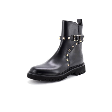 Valentino Garavani Women's Rockstud Strap Combat Boots Leather