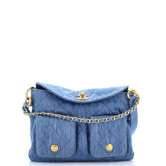 Chanel Supple Twins Hobo Quilted Denim