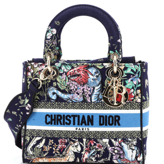 Christian Dior Lady D-Lite Bag Embroidered Canvas Medium