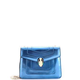 Bvlgari Serpenti Forever Square Shoulder Bag Metallic Leather Small
