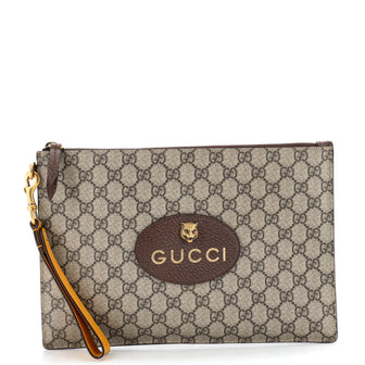 Gucci Neo Vintage Wristlet Pouch GG Coated Canvas