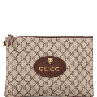 Gucci Neo Vintage Wristlet Pouch GG Coated Canvas