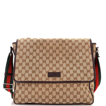 Gucci Web Strap Flap Messenger GG Canvas Medium