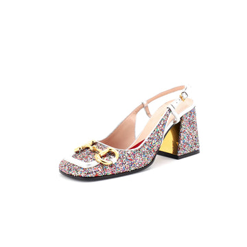 Gucci Women's Lovelight Horsebit Slingback Pumps Glitter