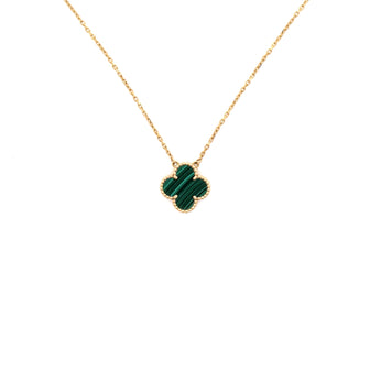Van Cleef & Arpels Vintage Alhambra Pendant Necklace 18K Yellow Gold and Malachite