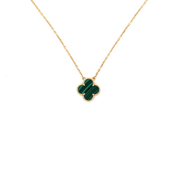 Van Cleef & Arpels Vintage Alhambra Pendant Necklace 18K Yellow Gold and Malachite