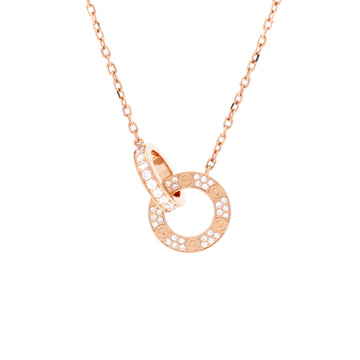 Cartier Love Interlocking Pave Necklace 18K Rose Gold and Diamonds
