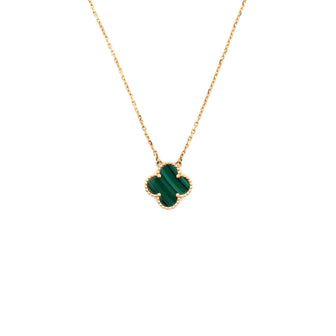 Van Cleef & Arpels Vintage Alhambra Pendant Necklace 18K Yellow Gold and Malachite