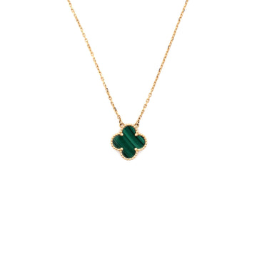Van Cleef & Arpels Vintage Alhambra Pendant Necklace 18K Yellow Gold and Malachite