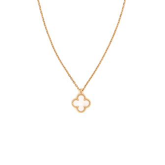 Van Cleef & Arpels Sweet Alhambra Pendant Necklace 18K Yellow Gold and Mother of Pearl
