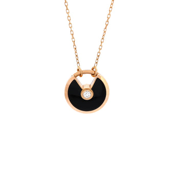 Cartier Amulette de Cartier Pendant Necklace 18K Rose Gold with Onyx and Diamond Small